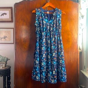 Gap Navy Floral Print Maternity Summer Sleeveless Midi Dress, Small